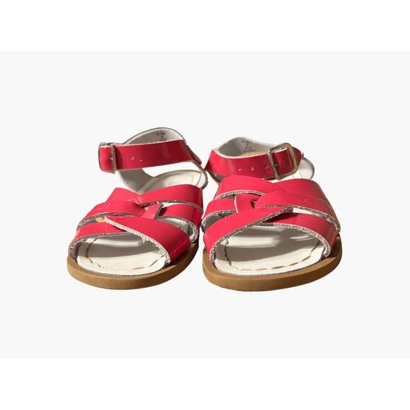 Salt Water Sandals Pink Patent Leather Girls Size 8 Excellent very gently used c - Picture 3 of 6